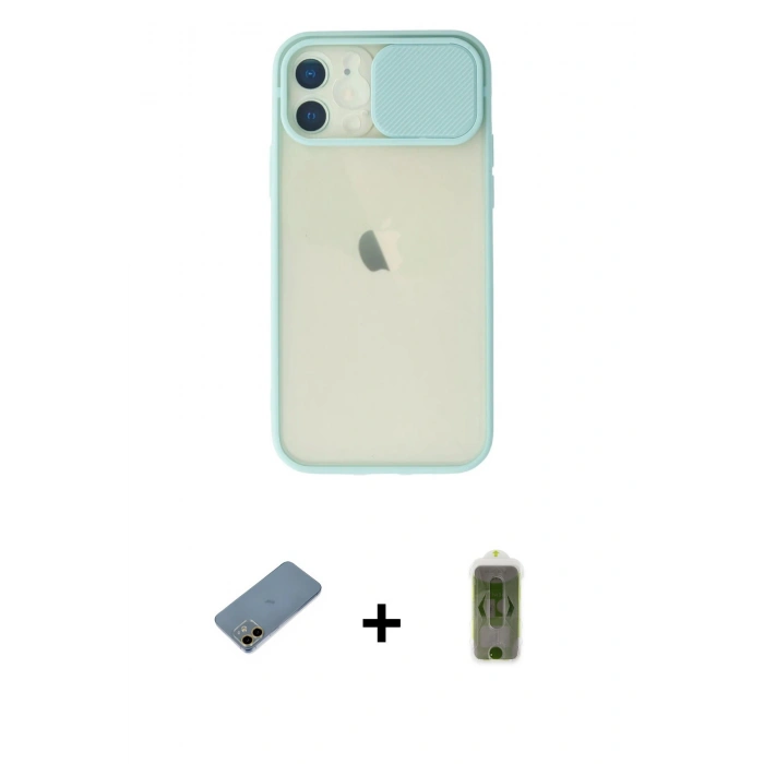 MARSİLYAN™- iPhone 12 Kılıf Vadi Çizgi - Siyah Joko Magic 5D Hayalet Cam + Shine Kamera Lens Koruma Cam - GD