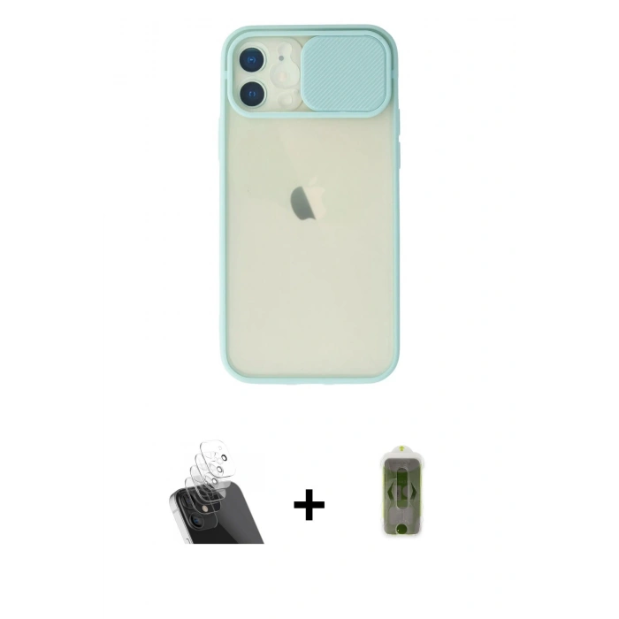MARSİLYAN™- iPhone 12 Kılıf Vadi Çizgi - Siyah Joko Magic 5D Hayalet Cam + Kamera Lens Koruma Cam - SF