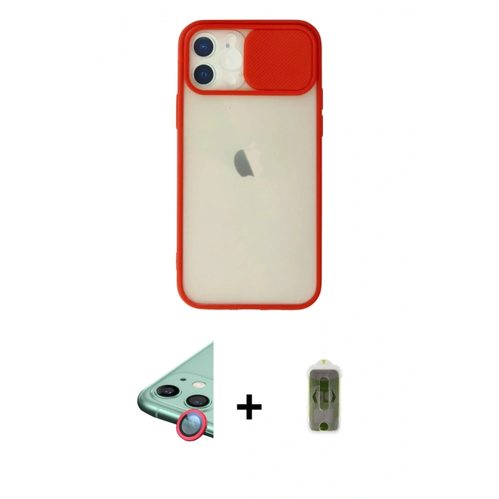 MARSİLYAN™- iPhone 12 Kılıf Vadi Çizgi - Siyah Joko Magic 5D Hayalet Cam + Raze Metal Kamera Lens - KI
