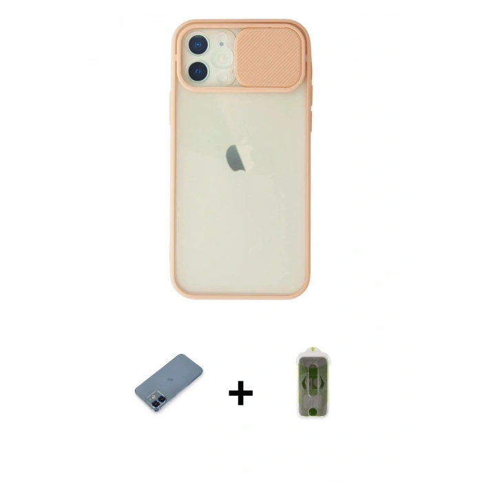 MARSİLYAN™- iPhone 12 Kılıf Vadi Çizgi - Siyah Joko Magic 5D Hayalet Cam + Metal Kamera Lens Koruma Cam - MI