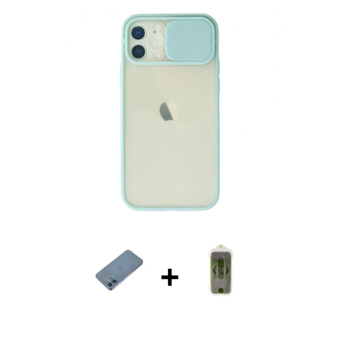 MARSİLYAN™- iPhone 12 Kılıf Vadi Çizgi - Siyah Joko Magic 5D Hayalet Cam + Shine Kamera Lens Koruma Cam - MI