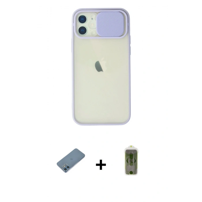 MARSİLYAN™- iPhone 12 Kılıf Vadi Çizgi - Siyah Joko Magic 5D Hayalet Cam + Shine Kamera Lens Koruma Cam - MI