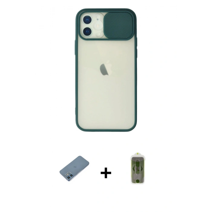 MARSİLYAN™- iPhone 12 Kılıf Vadi Çizgi - Siyah Joko Magic 5D Hayalet Cam + Shine Kamera Lens Koruma Cam - MI