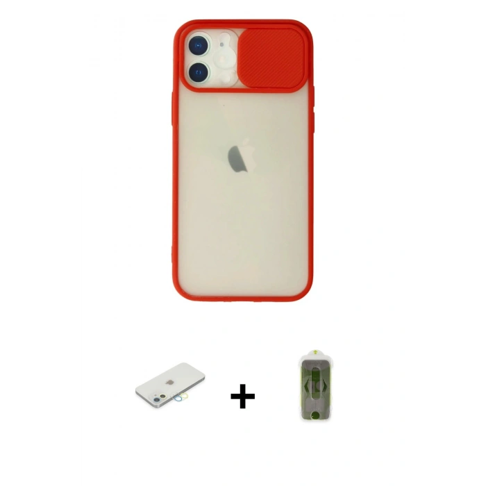 MARSİLYAN™- iPhone 12 Kılıf Vadi Çizgi - Siyah Joko Magic 5D Hayalet Cam + Renkli Kamera Lens Koruma Cam - SI