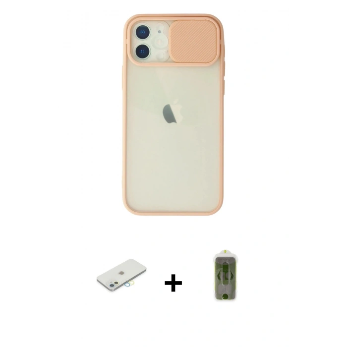 MARSİLYAN™- iPhone 12 Kılıf Vadi Çizgi - Siyah Joko Magic 5D Hayalet Cam + Renkli Kamera Lens Koruma Cam - SI