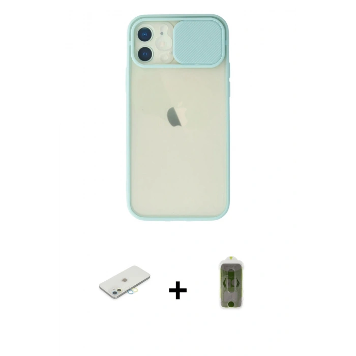MARSİLYAN™- iPhone 12 Kılıf Vadi Çizgi - Siyah Joko Magic 5D Hayalet Cam + Renkli Kamera Lens Koruma Cam - SI