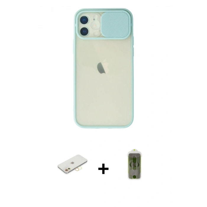 MARSİLYAN™- iPhone 12 Kılıf Vadi Çizgi - Siyah Joko Magic 5D Hayalet Cam + Renkli Kamera Lens Koruma Cam - SI