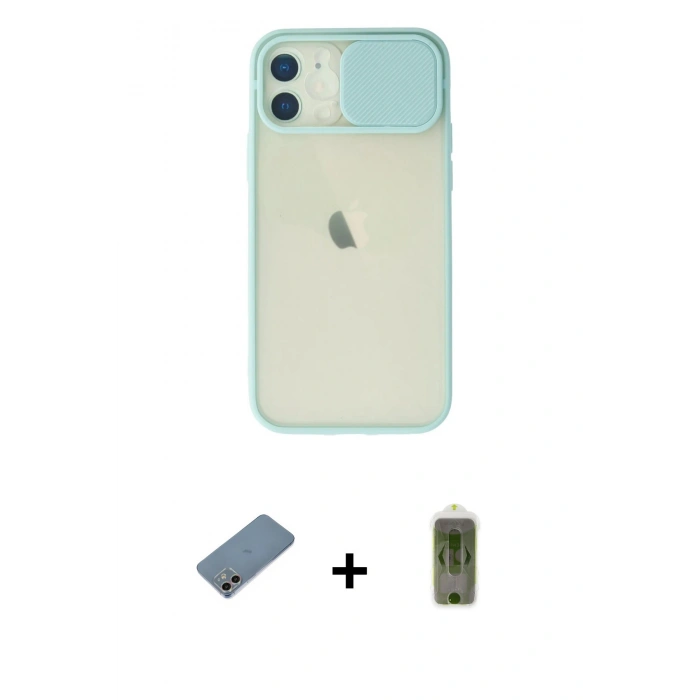 MARSİLYAN™- iPhone 12 Kılıf Vadi Çizgi - Siyah Joko Magic 5D Hayalet Cam + Shine Kamera Lens Koruma Cam - GI