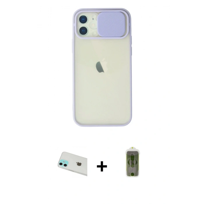 MARSİLYAN™- iPhone 12 Kılıf Vadi Çizgi - Siyah Joko Magic 5D Hayalet Cam + Rainbow Kamera Lens Koruma Cam - YL