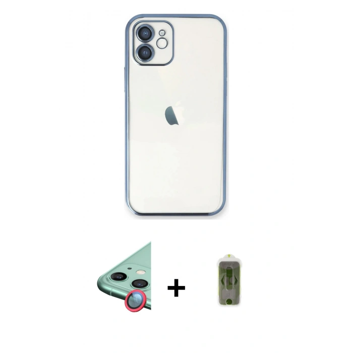 MARSİLYAN™- iPhone 12 Kılıf Vadi Minimal - Siyah Joko Magic 5D Hayalet Cam + Raze Metal Kamera Lens - KI