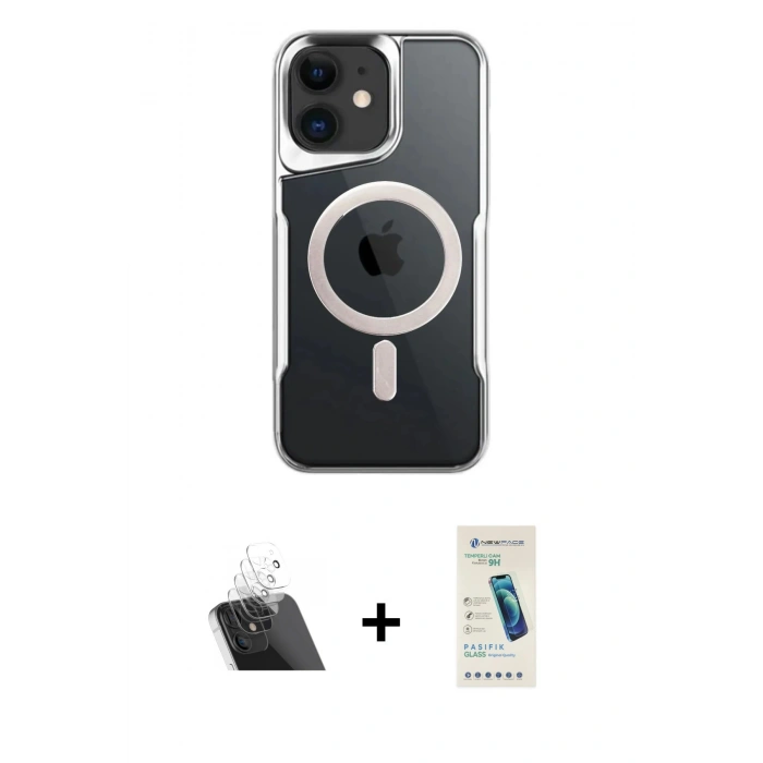 MARSİLYAN™- iPhone 12 Kılıf Yadigar Klasik Özel Seri - Şeffaf Pasifik Cam Ekran Koruyucu + Kamera Lens Koruma Cam - SF