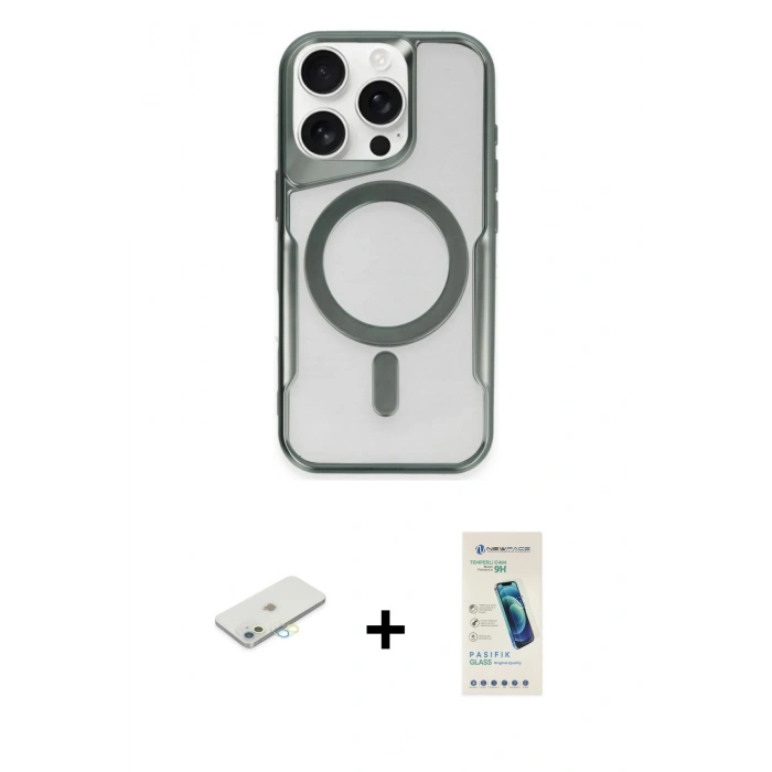 MARSİLYAN™- iPhone 12 Kılıf Yadigar Klasik Özel Seri - Şeffaf Pasifik Cam Ekran Koruyucu + Renkli Kamera Lens Koruma Cam - SI