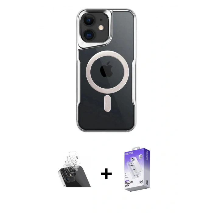MARSİLYAN™- iPhone 12 Kılıf Yadigar Klasik Özel Seri - Siyah Bilvis 5in1 3D Magic Cam Ekran Koruyucu + Kamera Lens Koruma Cam - SF