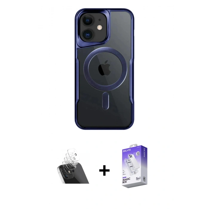 MARSİLYAN™- iPhone 12 Kılıf Yadigar Klasik Özel Seri - Siyah Bilvis 5in1 3D Magic Cam Ekran Koruyucu + Kamera Lens Koruma Cam - SF