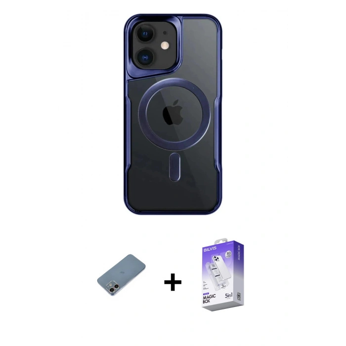 MARSİLYAN™- iPhone 12 Kılıf Yadigar Klasik Özel Seri - Siyah Bilvis 5in1 3D Magic Cam Ekran Koruyucu + Shine Kamera Lens Koruma Cam - GI
