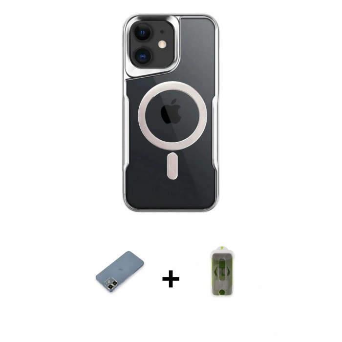 MARSİLYAN™- iPhone 12 Kılıf Yadigar Klasik Özel Seri - Siyah Joko Magic 5D Hayalet Cam + Metal Kamera Lens Koruma Cam - GD