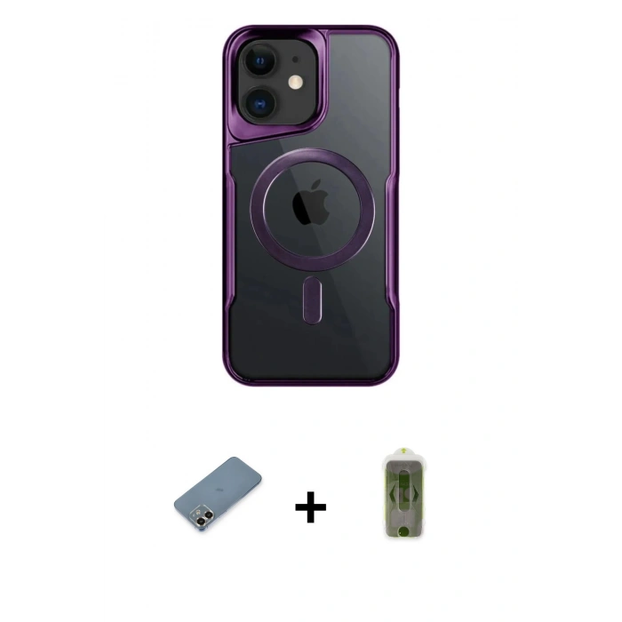 MARSİLYAN™- iPhone 12 Kılıf Yadigar Klasik Özel Seri - Siyah Joko Magic 5D Hayalet Cam + Metal Kamera Lens Koruma Cam - GD