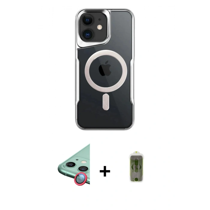 MARSİLYAN™- iPhone 12 Kılıf Yadigar Klasik Özel Seri - Siyah Joko Magic 5D Hayalet Cam + Raze Metal Kamera Lens - KI