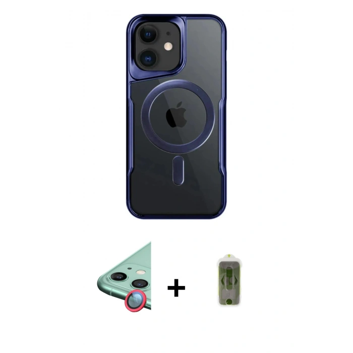 MARSİLYAN™- iPhone 12 Kılıf Yadigar Klasik Özel Seri - Siyah Joko Magic 5D Hayalet Cam + Raze Metal Kamera Lens - KI