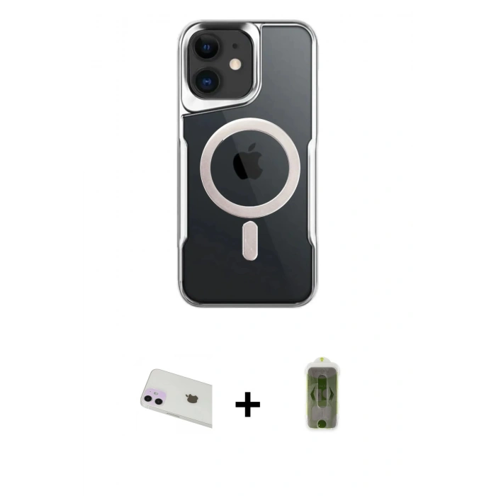 MARSİLYAN™- iPhone 12 Kılıf Yadigar Klasik Özel Seri - Siyah Joko Magic 5D Hayalet Cam + Rainbow Kamera Lens Koruma Cam - MR