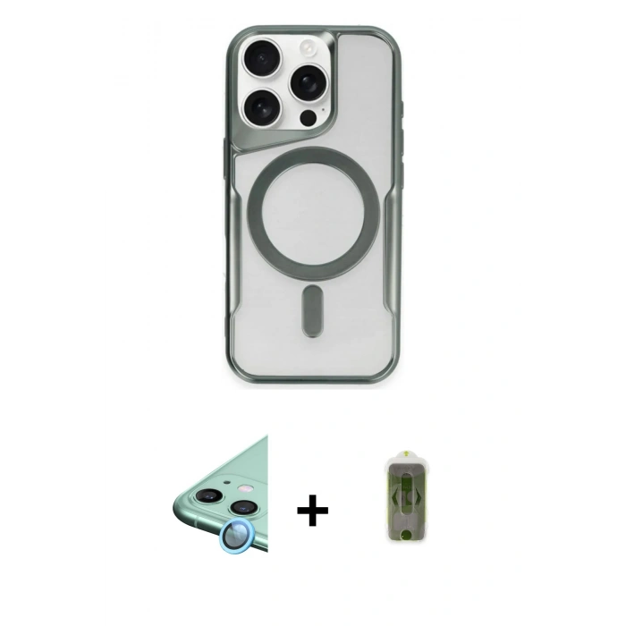 MARSİLYAN™- iPhone 12 Kılıf Yadigar Klasik Özel Seri - Siyah Joko Magic 5D Hayalet Cam + Raze Metal Kamera Lens - MI