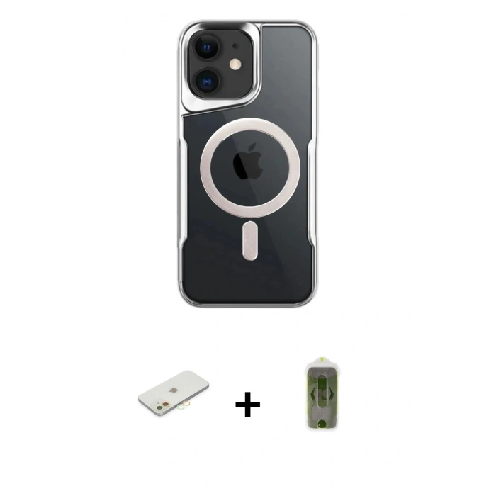MARSİLYAN™- iPhone 12 Kılıf Yadigar Klasik Özel Seri - Siyah Joko Magic 5D Hayalet Cam + Renkli Kamera Lens Koruma Cam - TU