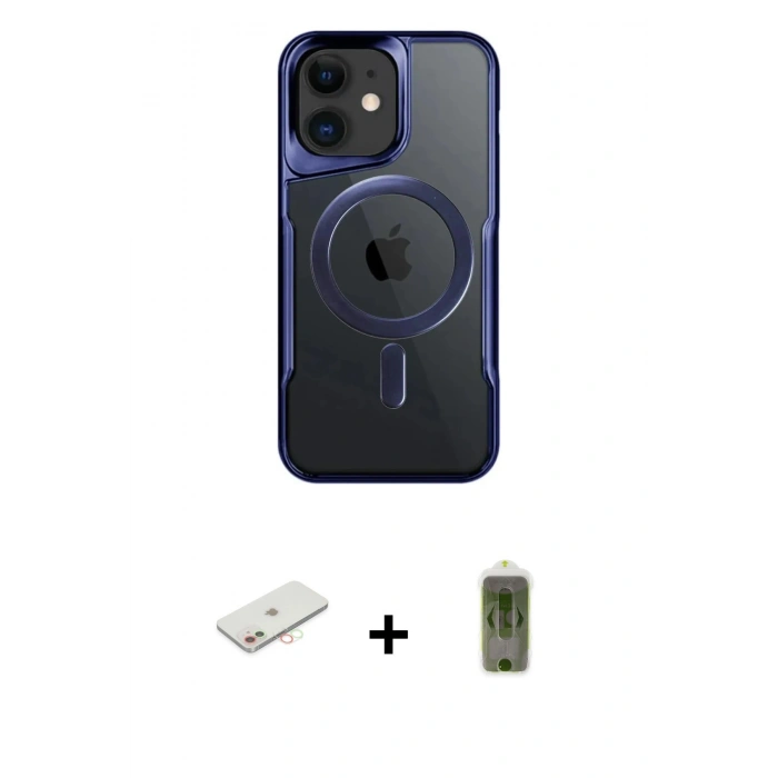 MARSİLYAN™- iPhone 12 Kılıf Yadigar Klasik Özel Seri - Siyah Joko Magic 5D Hayalet Cam + Renkli Kamera Lens Koruma Cam - YL