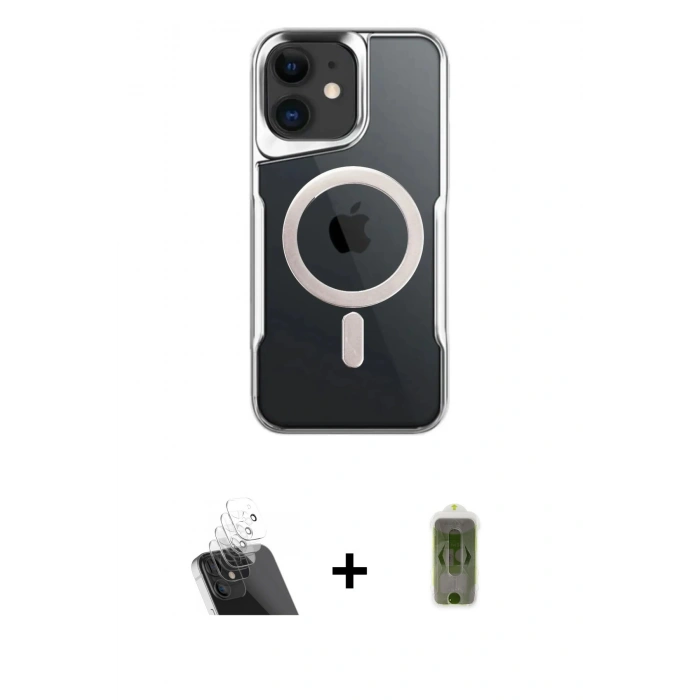 MARSİLYAN™- iPhone 12 Kılıf Yadigar Klasik Özel Seri - Siyah Joko Magic 5D Hayalet Cam + Şeffaf Kamera Lens Koruma Cam