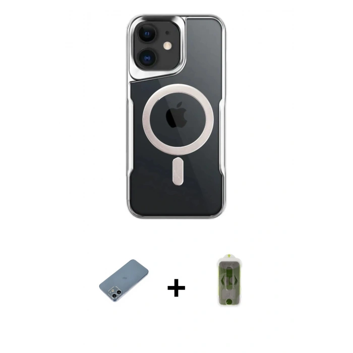 MARSİLYAN™- iPhone 12 Kılıf Yadigar Klasik Özel Seri - Siyah Joko Magic 5D Hayalet Cam + Shine Kamera Lens Koruma Cam - SABE
