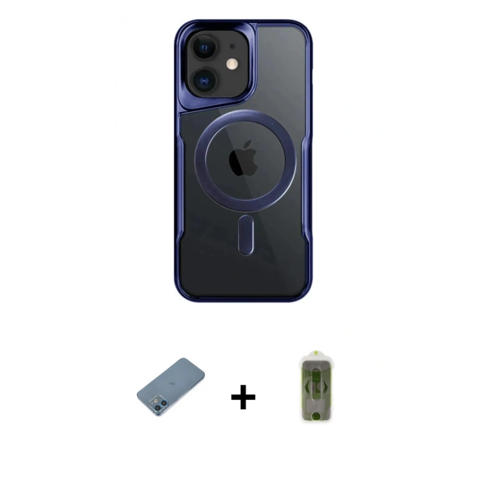 MARSİLYAN™- iPhone 12 Kılıf Yadigar Klasik Özel Seri - Siyah Joko Magic 5D Hayalet Cam + Shine Kamera Lens Koruma Cam - MI