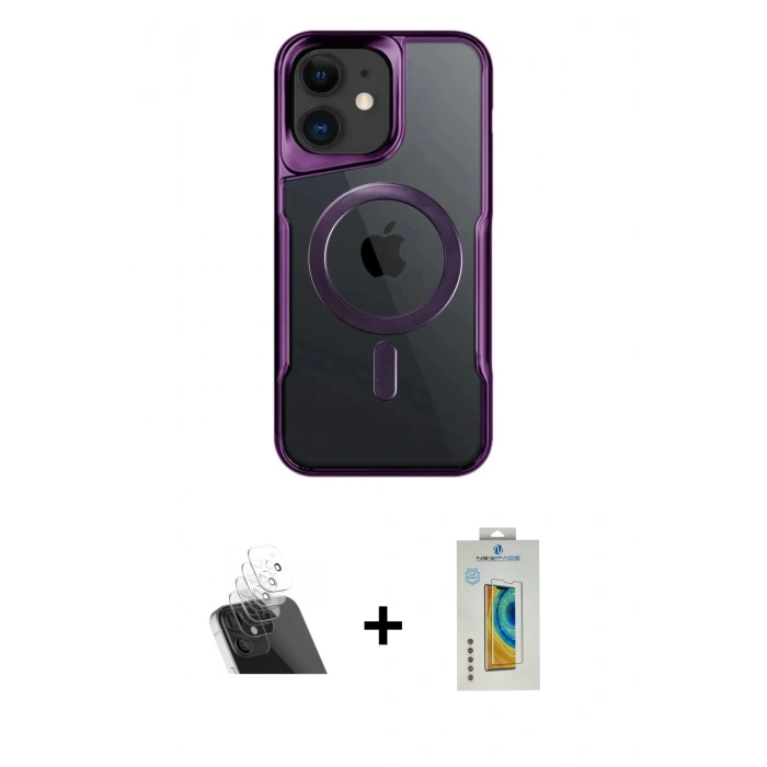 MARSİLYAN™- iPhone 12 Kılıf Yadigar Klasik Özel Seri - Siyah Polymer Nano Ekran Koruyucu + Kamera Lens Koruma Cam - SF