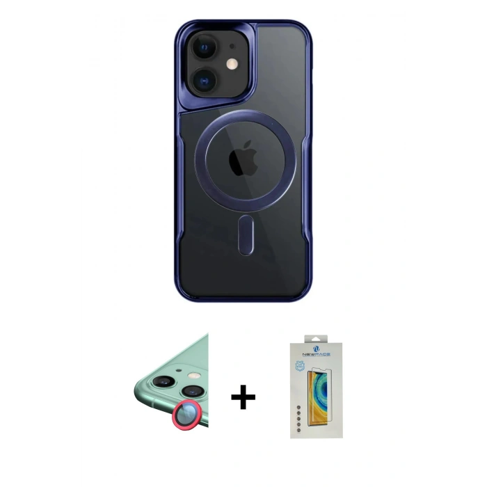 MARSİLYAN™- iPhone 12 Kılıf Yadigar Klasik Özel Seri - Siyah Polymer Nano Ekran Koruyucu + Raze Metal Kamera Lens - KI