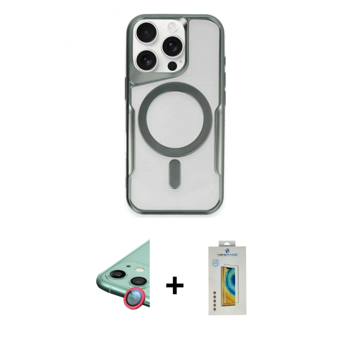 MARSİLYAN™- iPhone 12 Kılıf Yadigar Klasik Özel Seri - Siyah Polymer Nano Ekran Koruyucu + Raze Metal Kamera Lens - KI