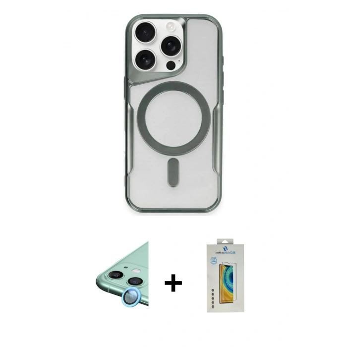 MARSİLYAN™- iPhone 12 Kılıf Yadigar Klasik Özel Seri - Siyah Polymer Nano Ekran Koruyucu + Raze Metal Kamera Lens - MI