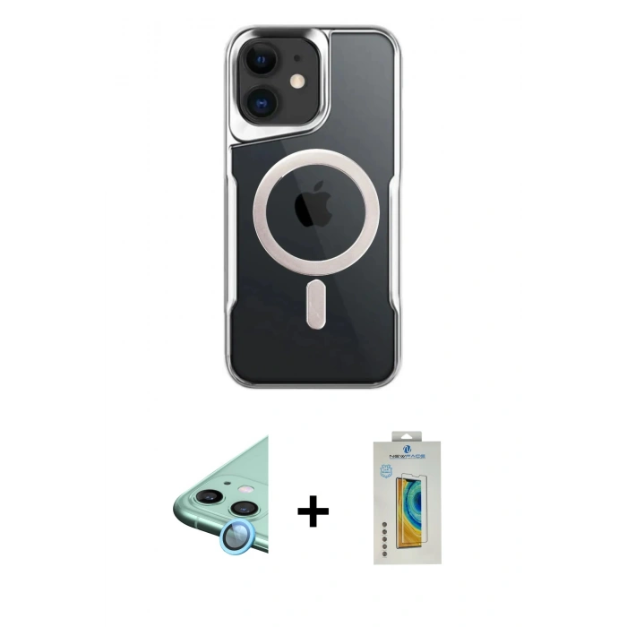 MARSİLYAN™- iPhone 12 Kılıf Yadigar Klasik Özel Seri - Siyah Polymer Nano Ekran Koruyucu + Raze Metal Kamera Lens - MI