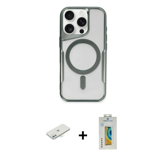 MARSİLYAN™- iPhone 12 Kılıf Yadigar Klasik Özel Seri - Siyah Polymer Nano Ekran Koruyucu + Renkli Kamera Lens Koruma Cam - SI