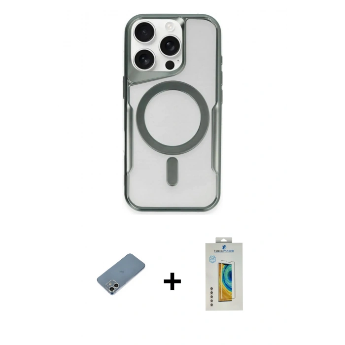 MARSİLYAN™- iPhone 12 Kılıf Yadigar Klasik Özel Seri - Siyah Polymer Nano Ekran Koruyucu + Shine Kamera Lens Koruma Cam - GS