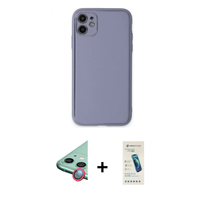 MARSİLYAN™- iPhone 12 Kılıf Yadigar Klasik - Şeffaf Pasifik Cam Ekran Koruyucu + Raze Metal Kamera Lens - KI
