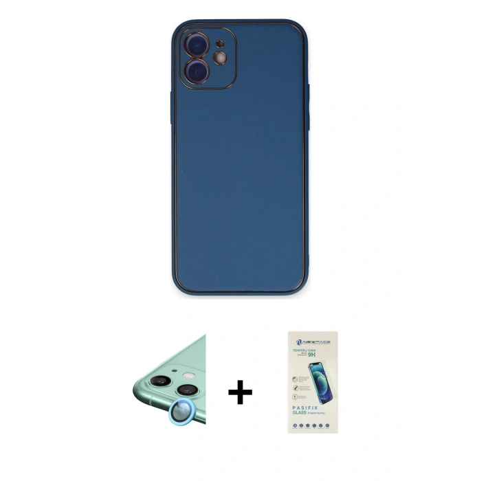 MARSİLYAN™- iPhone 12 Kılıf Yadigar Klasik - Şeffaf Pasifik Cam Ekran Koruyucu + Raze Metal Kamera Lens - MI