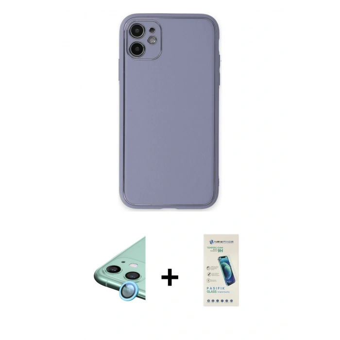 MARSİLYAN™- iPhone 12 Kılıf Yadigar Klasik - Şeffaf Pasifik Cam Ekran Koruyucu + Raze Metal Kamera Lens - MI