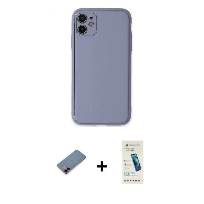 MARSİLYAN™- iPhone 12 Kılıf Yadigar Klasik - Şeffaf Pasifik Cam Ekran Koruyucu + Metal Kamera Lens Koruma Cam - KI