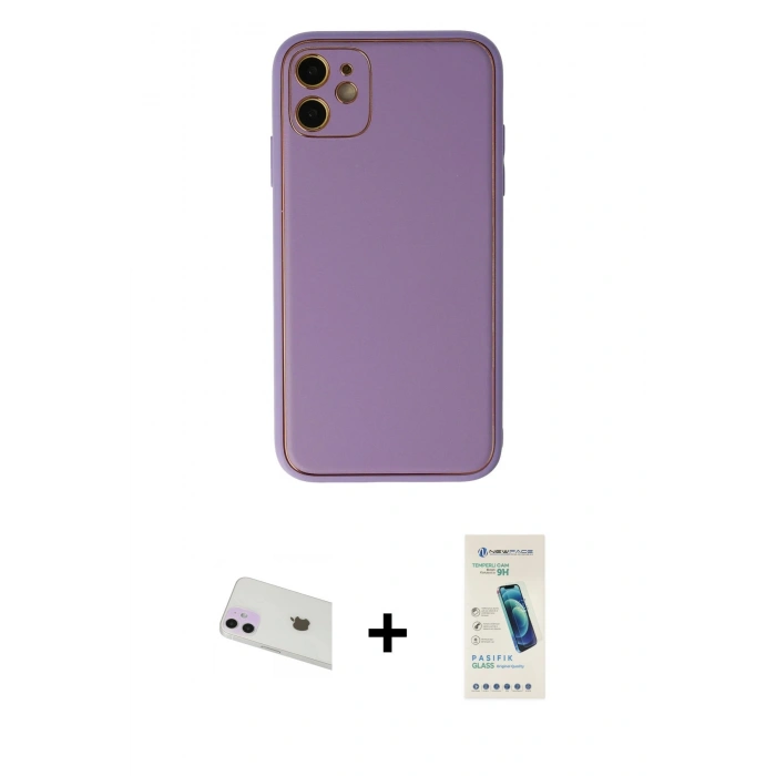 MARSİLYAN™- iPhone 12 Kılıf Yadigar Klasik - Şeffaf Pasifik Cam Ekran Koruyucu + Rainbow Kamera Lens Koruma Cam - MR