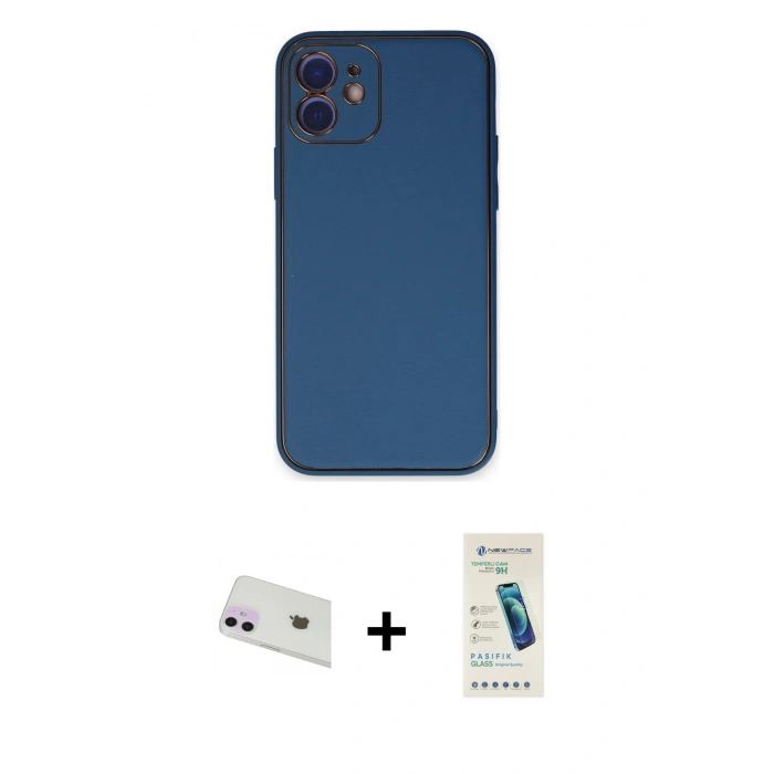 MARSİLYAN™- iPhone 12 Kılıf Yadigar Klasik - Şeffaf Pasifik Cam Ekran Koruyucu + Rainbow Kamera Lens Koruma Cam - MR