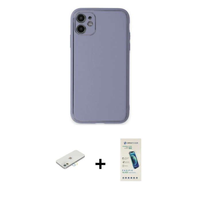 MARSİLYAN™- iPhone 12 Kılıf Yadigar Klasik - Şeffaf Pasifik Cam Ekran Koruyucu + Renkli Kamera Lens Koruma Cam - SI