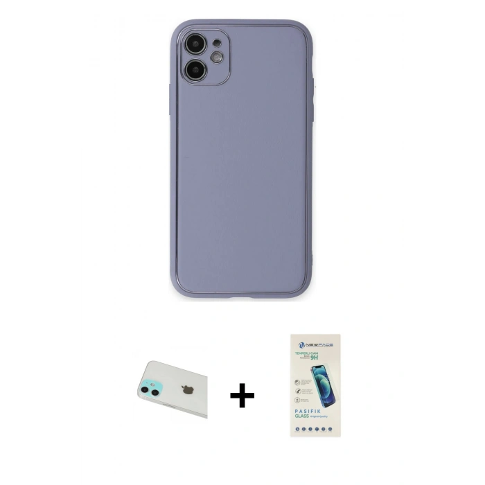 MARSİLYAN™- iPhone 12 Kılıf Yadigar Klasik - Şeffaf Pasifik Cam Ekran Koruyucu + Rainbow Kamera Lens Koruma Cam - YL