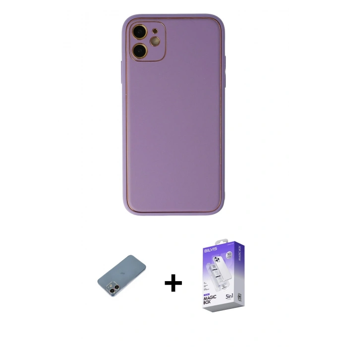 MARSİLYAN™- iPhone 12 Kılıf Yadigar Klasik - Siyah Bilvis 5in1 3D Magic Cam Ekran Koruyucu + Shine Kamera Lens Koruma Cam - GI