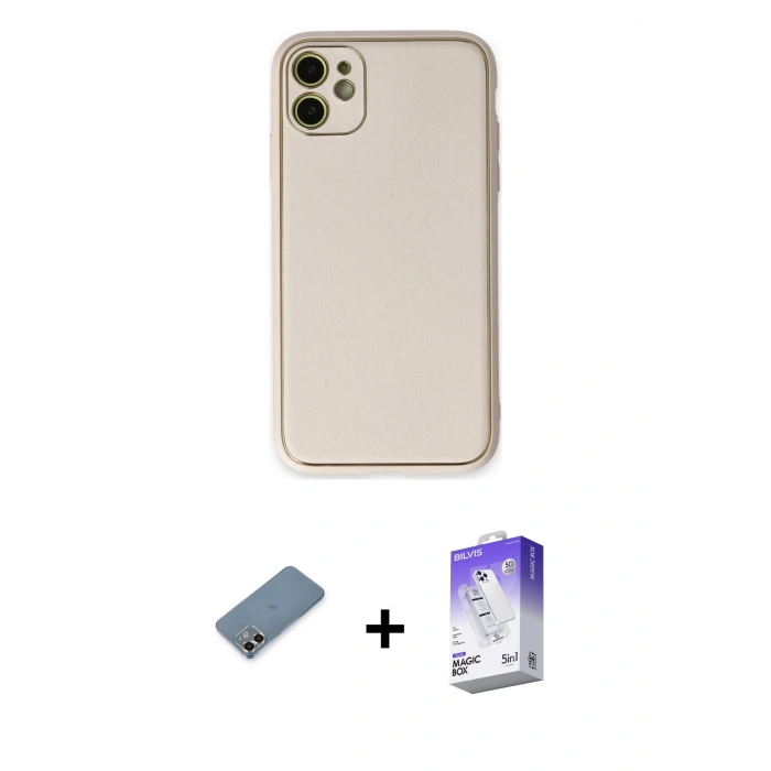 MARSİLYAN™- iPhone 12 Kılıf Yadigar Klasik - Siyah Bilvis 5in1 3D Magic Cam Ekran Koruyucu + Metal Kamera Lens Koruma Cam - GD