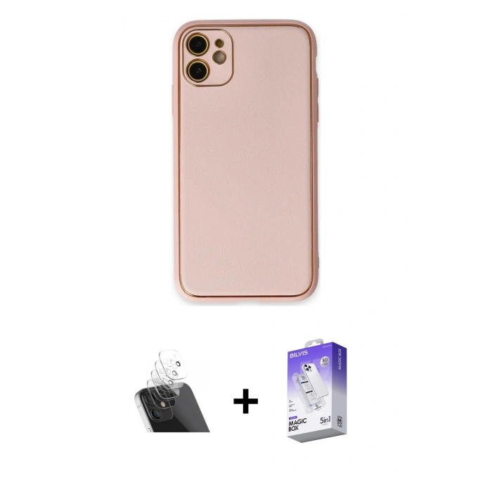 MARSİLYAN™- iPhone 12 Kılıf Yadigar Klasik - Siyah Bilvis 5in1 3D Magic Cam Ekran Koruyucu + Kamera Lens Koruma Cam - SF