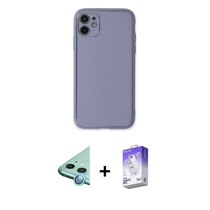 MARSİLYAN™- iPhone 12 Kılıf Yadigar Klasik - Siyah Bilvis 5in1 3D Magic Cam Ekran Koruyucu + Raze Metal Kamera Lens - MI