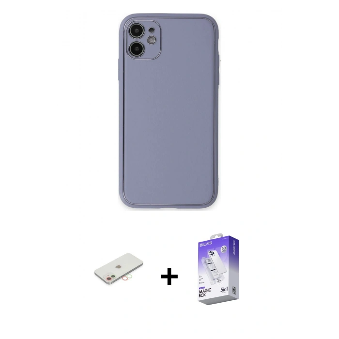 MARSİLYAN™- iPhone 12 Kılıf Yadigar Klasik - Siyah Bilvis 5in1 3D Magic Cam Ekran Koruyucu + Renkli Kamera Lens Koruma Cam - YL